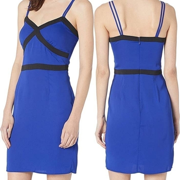 2/$30 Bebe NWT Sheath Dress 14 Cobalt Blue Short Sweetheart Neckline Date Night - Picture 1 of 7